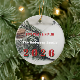 Elegant Pine 2026 New Year's Eve custom your Keramik Ornament