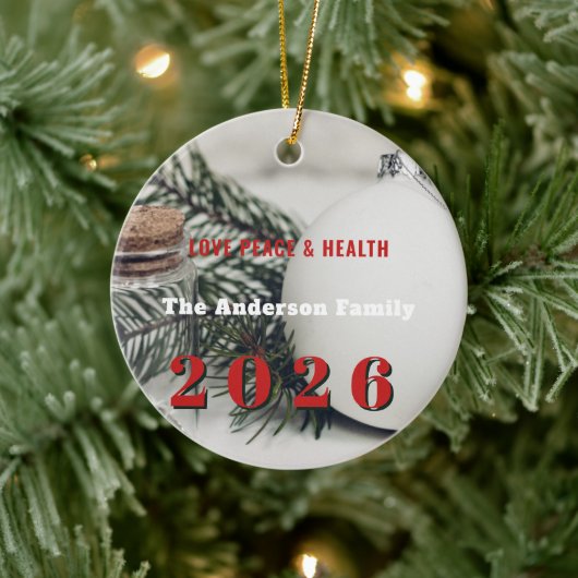 Elegant Pine 2026 New Year's Eve custom your Keramik Ornament (Baum)