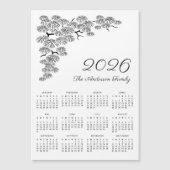 Elegant Pine Branch Botanical Calendar 2026 Magnetkarte (Vorderseite)