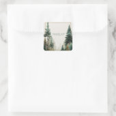 Elegant Pine Forest Gold Frame Rustic Winter Quadratischer Aufkleber (Tasche)