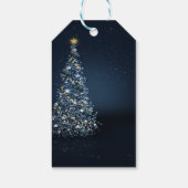 Elegant, Pine Tree, Confetti Blau Geschenkanhänger (Rückseite)