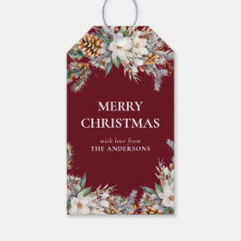 Elegant Pine Tree Grüne | Rotes Weihnachtsfest Geschenkanhänger