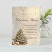Elegant Pine Tree präsentiert Weihnachts-Party Einladung (Stehend Vorderseite)