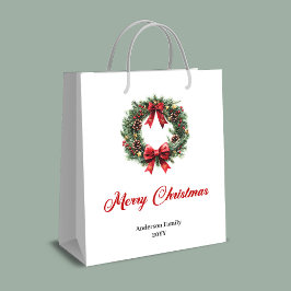 Elegant pine wreath gift bag for holiday season  mittlere geschenktüte
