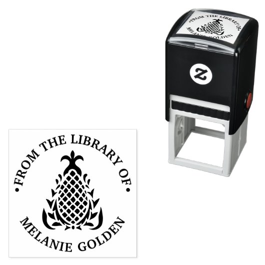 Elegant Pineaple #10 Library Book Name Permastempel (Beispiel)