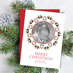 Elegant Pinecone Holly Mandala Grüne Weinroute Men Feiertagskarte