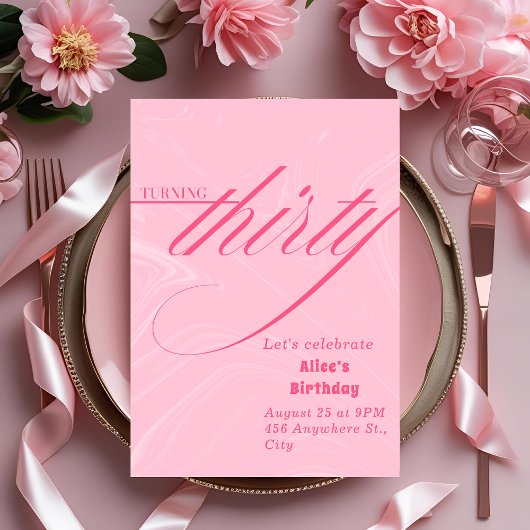 Elegant Pink 30. Geburtstag Einladung für sie