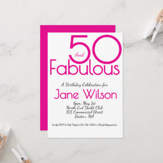 Elegant Pink 50 and Fabulous Birthday   Einladung