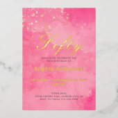 Elegant Pink 50. Geburtstag Folieneinladung (Vorderseite)