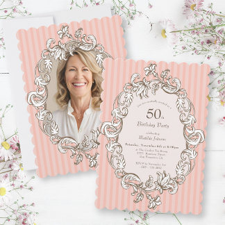 Elegant Pink 50. Geburtstagsparty Einladung