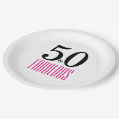 Elegant Pink 50. Geburtstagsparty Pappteller (Schrägansicht)
