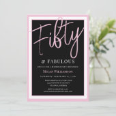 Elegant Pink 50 und fabelhaft Geburtstag Einladung (Stehend Vorderseite)