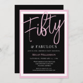 Elegant Pink 50 und fabelhaft Geburtstag Einladung (Vorne/Hinten)