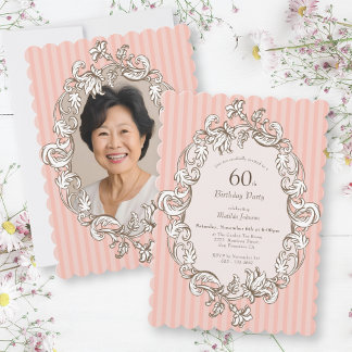 Elegant Pink 60. Geburtstagsparty Einladung