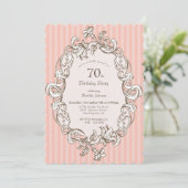 Elegant Pink 70. Geburtstagsparty Einladung (Stehend Vorderseite)