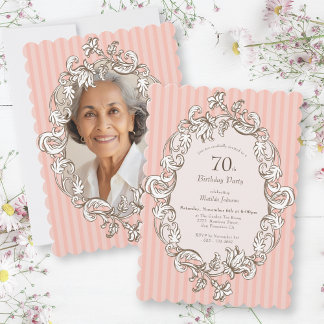 Elegant Pink 70. Geburtstagsparty Einladung