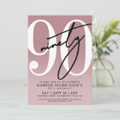 Elegant Pink 90th Birthday Party Einladung (Stehend Vorderseite)