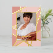 Elegant Pink Abstract Photo Memorial Funeral Folieneinladung (Stehend vorne)