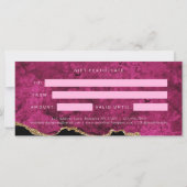 Elegant Pink Agate Gift Certificate Gift Card (Rückseite)