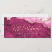 Elegant Pink Agate Gift Certificate Gift Card (Vorderseite)