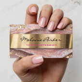 Elegant pink agate marble metallic  visitenkarte