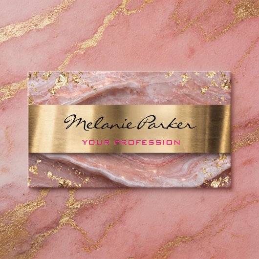 Elegant pink agate marble metallic  visitenkarte