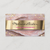 Elegant pink agate marble metallic  visitenkarte (Vorderseite)