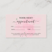 Elegant pink and black beauty salon terminkarte (Rückseite)