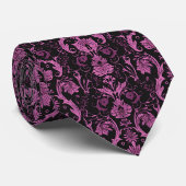 Elegant Pink and Black Damask - Vintage Baroque Krawatte (Gerollt)