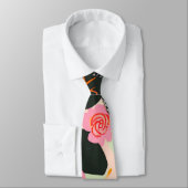 Elegant Pink and Black Floral Pattern Tie Krawatte (Gebunden)