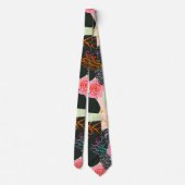 Elegant Pink and Black Floral Pattern Tie Krawatte (Rückseite)