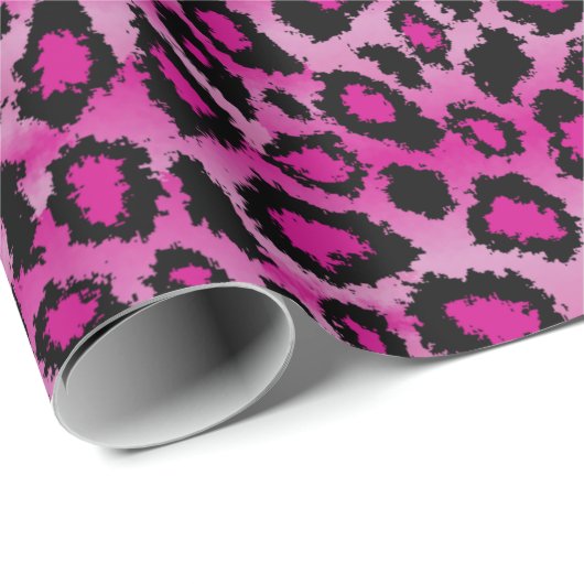Elegant Pink and Black Leopard Print Geschenkpapier (Rolleneckpunkt)