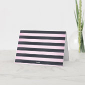 Elegant Pink and Black Striped French Bridal Dankeskarte (Rückseite)