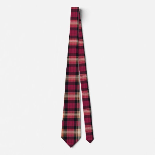 Elegant Pink and Brown Plaid Gingham Pattern Krawatte (Vorderseite)