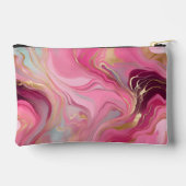 Elegant Pink and Faux Gold Marbled Accessory Pouch Zubehörtasche (Rückseite)