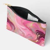 Elegant Pink and Faux Gold Marbled Accessory Pouch Zubehörtasche (Offen)