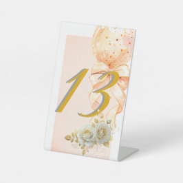 Elegant Pink and Gold Balloon Birthday Party Table Sockelschild