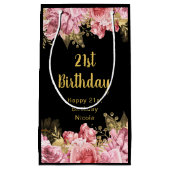 Elegant Pink and Gold Flowers Birthday Kleine Geschenktüte (Vorderseite)
