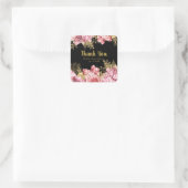 Elegant Pink and Gold Flowers Sweet Sixteen Quadratischer Aufkleber (Tasche)
