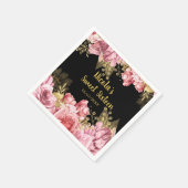 Elegant Pink and Gold Flowers Sweet Sixteen Serviette (Ecke)