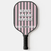 Elegant Pink and Gray stripes Minimalist Custom Pickleball Schläger (Vorderseite)