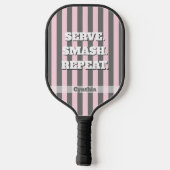 Elegant Pink and Gray stripes Minimalist Custom Pickleball Schläger (Rückseite)