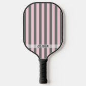 Elegant Pink and Gray stripes Minimalist Custom Pickleball Schläger (Vorderseite)