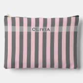 Elegant Pink and Gray stripes Minimalist Custom Zubehörtasche (Vorderseite)