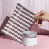 Elegant Pink and Gray stripes Minimalist Custom Zubehörtasche