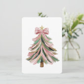Elegant Pink and Green Brushstroke Christmas Einladung (Stehend Vorderseite)