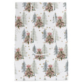 Elegant Pink and Green Brushstroke Christmas Mittlere Geschenktüte (Rückseite)