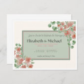 Elegant Pink and Green Wedding Invitation RSVP Karte (Vorne/Hinten)