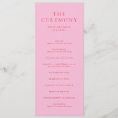 Elegant Pink and Red Classic Wedding Programm (Vorderseite)
