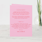 Elegant Pink and Red Classic Wedding Programm (Rückseite)
